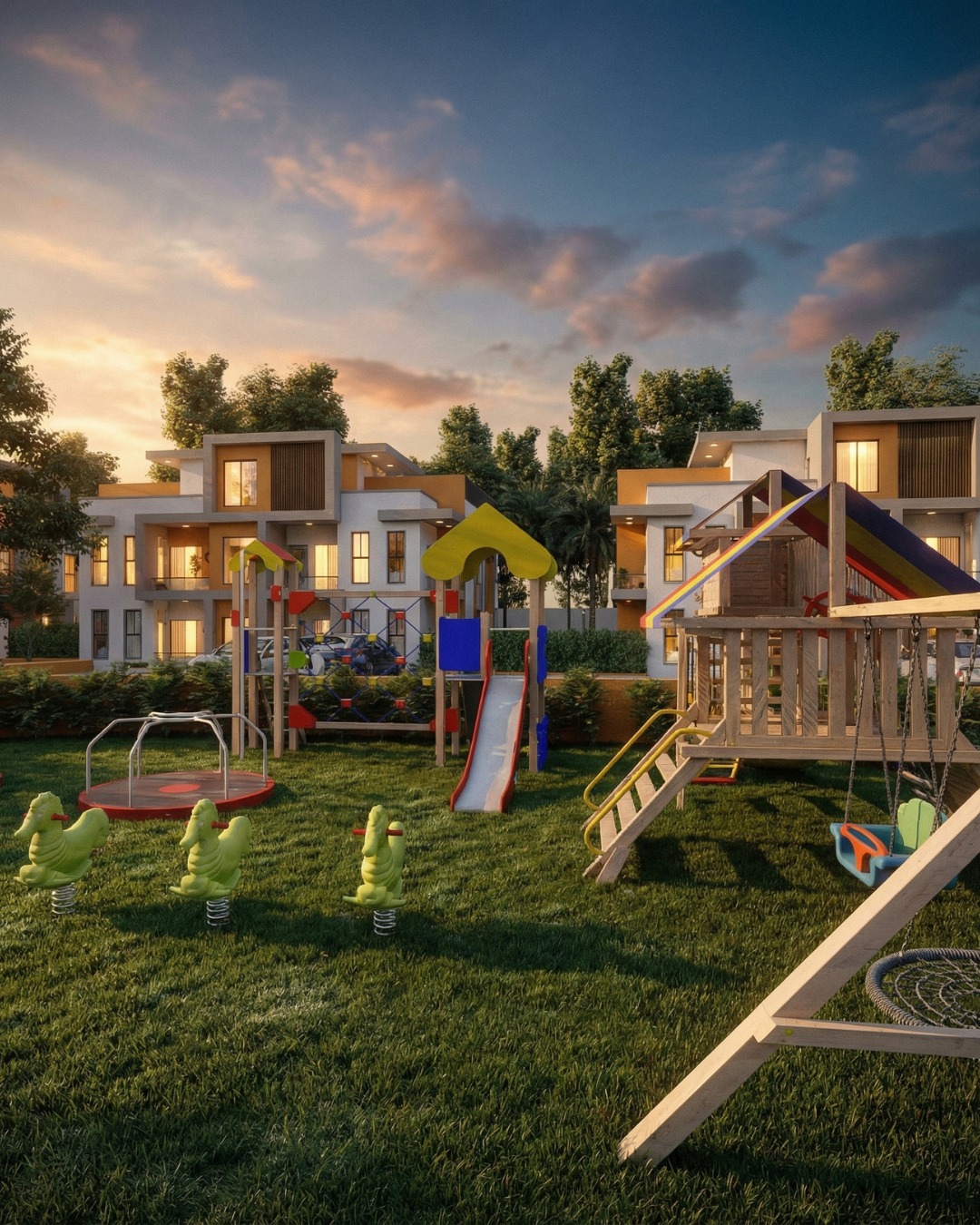 Residencial con jardines